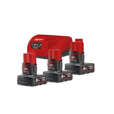 Milwaukee M12™ NRG szett (3 X 6,0 AH AKKUMULÁTOR ÉS C12 C TÖLTŐ)