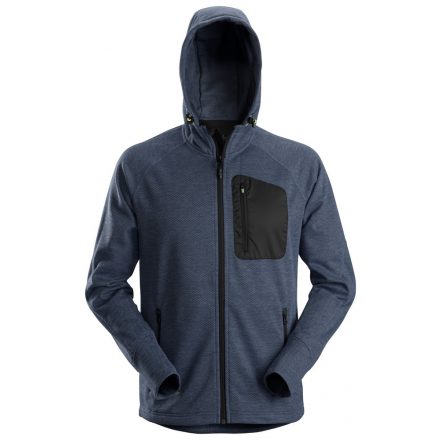 8041 Snickers FlexiWork Fleece kapucnis, cipzáras pulóver, navy kék/fekete, S