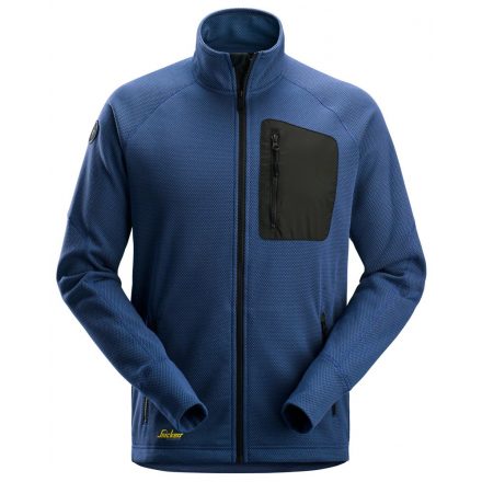 8042 Snickers FlexiWork Fleece cipzáras pulóver, DeepBlue/fekete, XXL