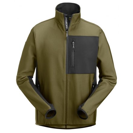 8045 Snickers FlexiWork Midlayer cipzáras pulóver, Khaki zöld/fekete, XXL