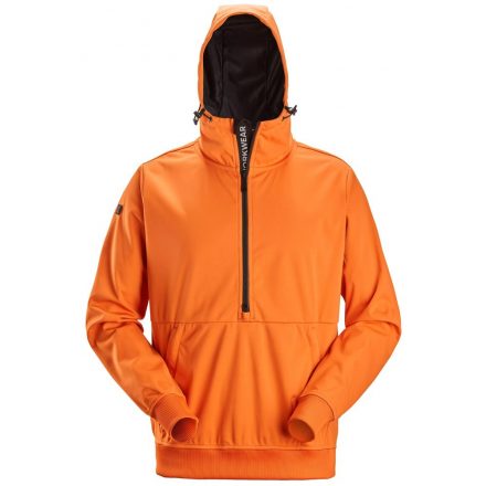 8400 Snickers FlexiWork szélálló félcipzáras, kapucnis Midlayer pulóver, Warm Orange, S