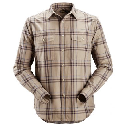 8502 Snickers RuffWork Flannel kockás hosszúujjú ing, khaki/világoskék, M (UNAS)