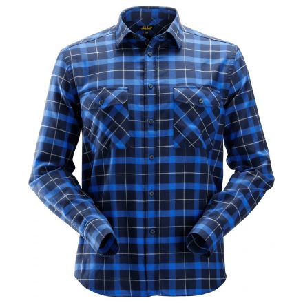 8516 Snickers AllroundWork Flannel hosszúujjú kockás ing, navy/TrueBlue, M